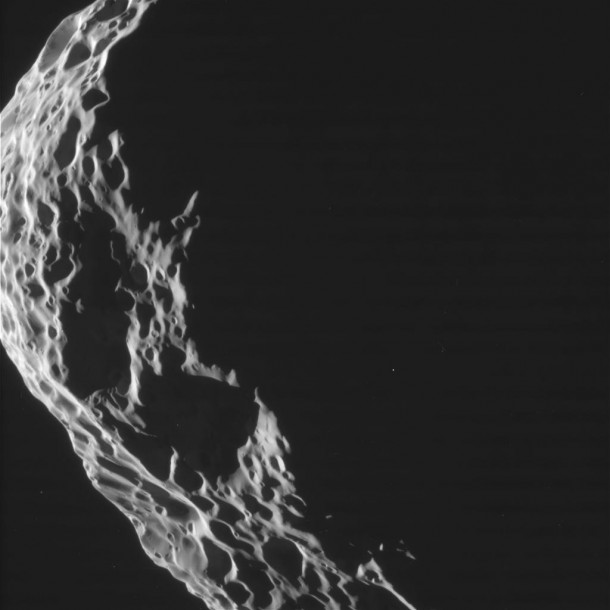 Closeup view of Hyperion taken by NASA's Cassini spacecraft. Image credit: NASA/JPL-Caltech/Space Science Institute 