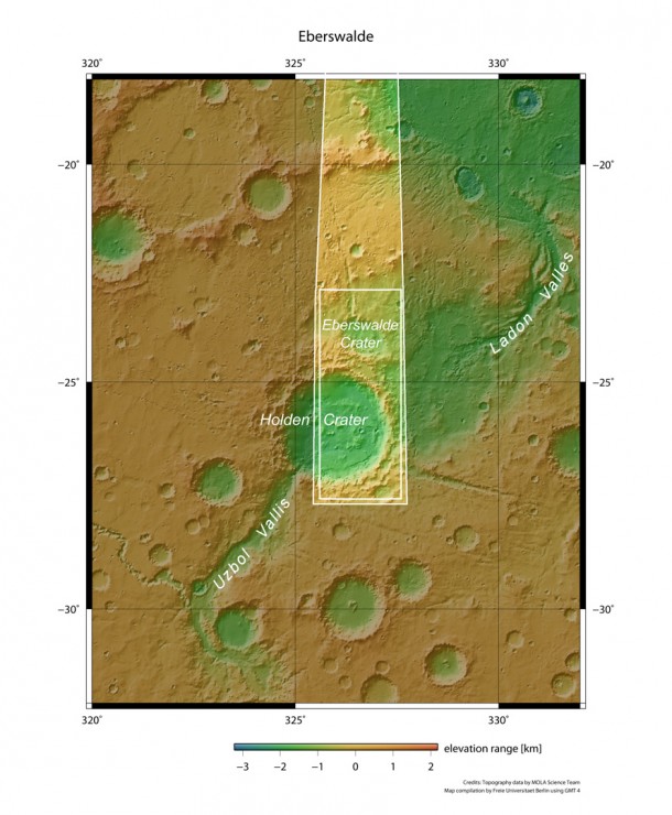 Eberswalde crater in context Eberswalde crater in context