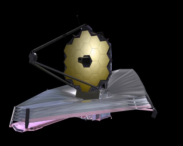 September 2009 artist conception of the James Webb Space Telescope, with the 5 layer sunshield stretched out in space. Credit: NASA September 2009 artist conception of the James Webb Space Telescope, with the 5 layer sunshield stretched out in space. Credit: NASA