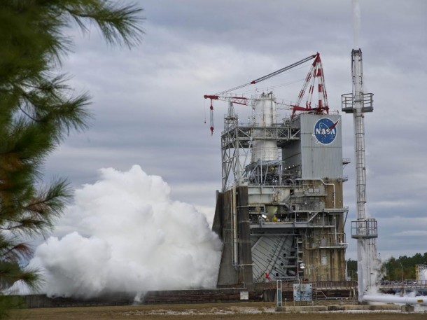 NASA conducted a successful J-2X 500-second test firing on Nov. 9 at the A-2 test stand at Stennis Space Center. (NASA/SSC) NASA conducted a successful J-2X 500-second test firing on Nov. 9 at the A-2 test stand at Stennis Space Center. (NASA/SSC)