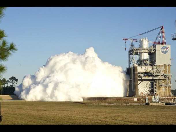 During the 80-second duration J-2X test firing on Dec. 1, NASA began characterizing the rocket engine's combustion stability. (NASA/SSC) During the 80-second duration J-2X test firing on Dec. 1, NASA began characterizing the rocket engine's combustion stability. (NASA/SSC)