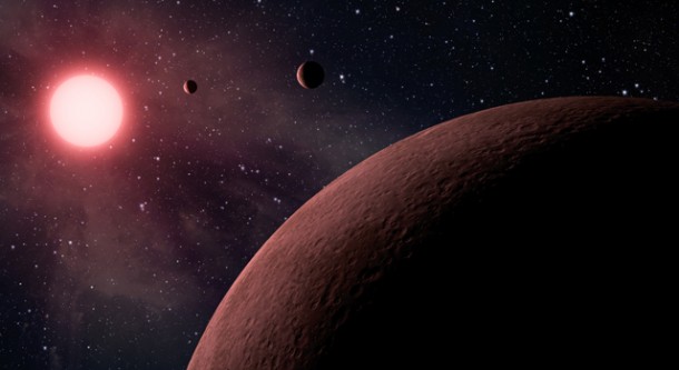 This artist's concept depicts an itsy bitsy planetary system -- so compact, in fact, that it's more like Jupiter and its moons than a star and its planets. Image credit: NASA/JPL-Caltech This artist's concept depicts an itsy bitsy planetary system -- so compact, in fact, that it's more like Jupiter and its moons than a star and its planets. Image credit: NASA/JPL-Caltech