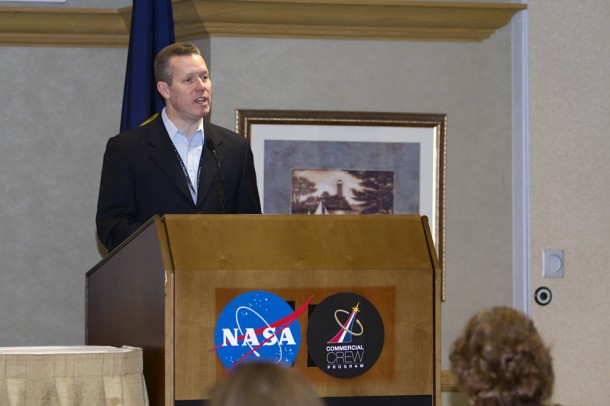 NASA's Director of Commercial Spaceflight Development Phil McAlister talks to industry partners and stakeholders during a Commercial Crew Integrated Capability (CCiCap) preproposal conference on Feb. 14. Image credit: NASA/Kim Shiflett NASA's Director of Commercial Spaceflight Development Phil McAlister talks to industry partners and stakeholders during a Commercial Crew Integrated Capability (CCiCap) preproposal conference on Feb. 14. Image credit: NASA/Kim Shiflett