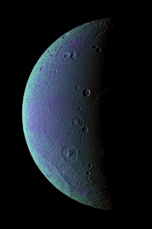 This view highlights tectonic faults and craters on Dione, an icy world that has undoubtedly experienced geologic activity since its formation. Image credit: NASA/JPL/Space Science Institute This view highlights tectonic faults and craters on Dione, an icy world that has undoubtedly experienced geologic activity since its formation. Image credit: NASA/JPL/Space Science Institute