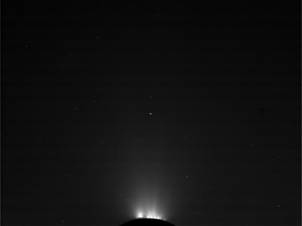 This raw image from NASA's Cassini spacecraft was taken on March 27, 2012. The camera was pointing toward Saturn's moon Enceladus at approximately 144,281 miles (232,197 kilometers) away. Image Credit: NASA/JPL/Space Science Institute This raw image from NASA's Cassini spacecraft was taken on March 27, 2012. The camera was pointing toward Saturn's moon Enceladus at approximately 144,281 miles (232,197 kilometers) away. Image Credit: NASA/JPL/Space Science Institute