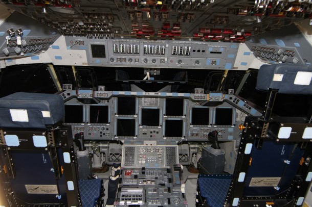 Endeavour's "glass cockpit" displays stand darkened following the spacecraft's final power down. Photo credit: NASA/Ben Smegelsky Endeavour's "glass cockpit" displays stand darkened following the spacecraft's final power down. Photo credit: NASA/Ben Smegelsky