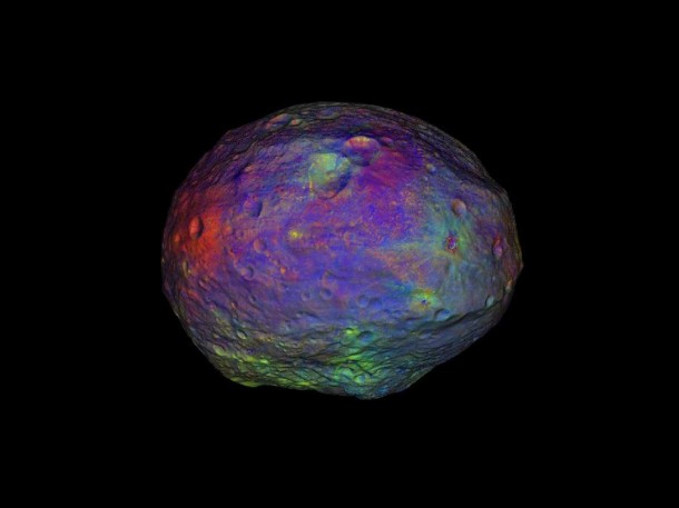This animation of Vesta is made from images taken with Dawn's framing camera. Many of the images were taken at different viewing angles to provide stereo for use in determining the topography. Image credit: NASA/JPL-Caltech/UCLA/MPS/DLR/IDA/PSI This animation of Vesta is made from images taken with Dawn's framing camera. Many of the images were taken at different viewing angles to provide stereo for use in determining the topography. Image credit: NASA/JPL-Caltech/UCLA/MPS/DLR/IDA/PSI