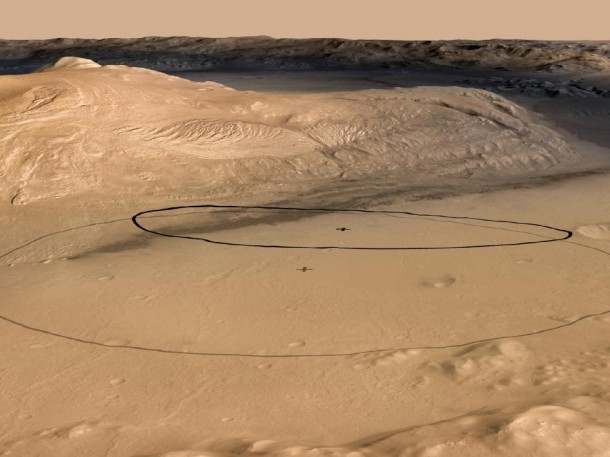 This image shows changes in the target landing area for Curiosity, the rover of NASA's Mars Science Laboratory project. Image credit: NASA/JPL-Caltech/ESA/DLR/FU Berlin/MSSS This image shows changes in the target landing area for Curiosity, the rover of NASA's Mars Science Laboratory project. Image credit: NASA/JPL-Caltech/ESA/DLR/FU Berlin/MSSS