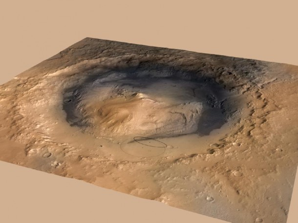 A June 2012 revision of the landing target area for Curiosity, the big rover of NASA's Mars Science Laboratory mission, reduces the area's size. Image credit: NASA/JPL-Caltech/ESA/DLR/FU Berlin/MSSS A June 2012 revision of the landing target area for Curiosity, the big rover of NASA's Mars Science Laboratory mission, reduces the area's size. Image credit: NASA/JPL-Caltech/ESA/DLR/FU Berlin/MSSS