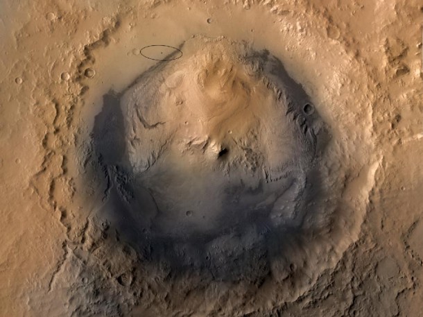 The ellipse is about 12 miles long and 4 miles wide (20 kilometers by 7 kilometers). Image credit: NASA/JPL-Caltech/ESA/DLR/FU Berlin/MSSS The ellipse is about 12 miles long and 4 miles wide (20 kilometers by 7 kilometers). Image credit: NASA/JPL-Caltech/ESA/DLR/FU Berlin/MSSS