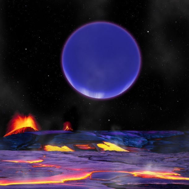 This artist's conception shows Kepler-36c as it might look from the surface of neighboring Kepler-36b.Image credit: Harvard-Smithsonian Center for Astrophysics This artist's conception shows Kepler-36c as it might look from the surface of neighboring Kepler-36b.Image credit: Harvard-Smithsonian Center for Astrophysics