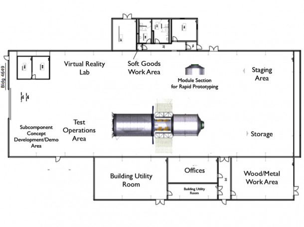 Operational Layout of Building 4649 at Marshall Space Flight Center.