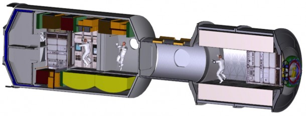 The ISS-derived Deep Space Habitat concept demonstrator evaluation will focus on the following elements, from left to right, Lab/Hab, tunnel, and Multi-Purpose Logistics Module (MPLM). The ISS-derived Deep Space Habitat concept demonstrator evaluation will focus on the following elements, from left to right, Lab/Hab, tunnel, and Multi-Purpose Logistics Module (MPLM).
