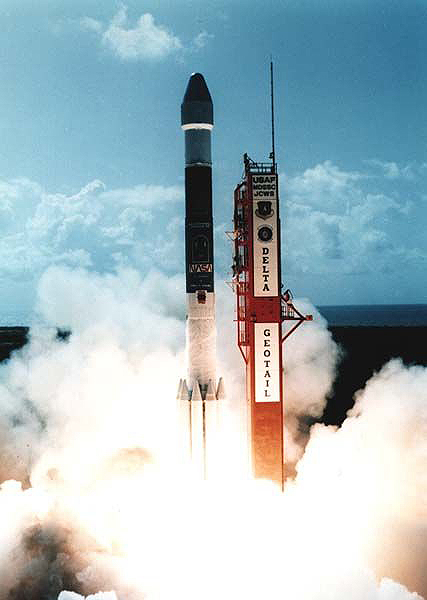 On July 24, 1992, the joint JAXA/NASA Geotail mission was launched to study the magnetosphere. Credit: JAXA On July 24, 1992, the joint JAXA/NASA Geotail mission was launched to study the magnetosphere. Credit: JAXA