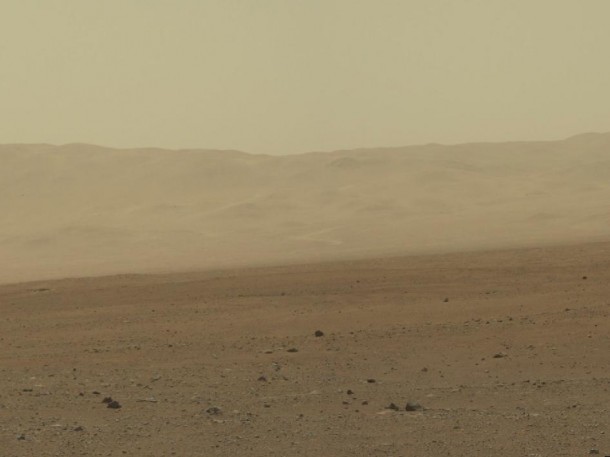 This color image from NASA's Curiosity rover shows part of the wall of Gale Crater, the location on Mars where the rover landed on Aug. 5, 2012 PDT (Aug. 6, 2012 EDT). Image credit: NASA/JPL-Caltech/MSSS This color image from NASA's Curiosity rover shows part of the wall of Gale Crater, the location on Mars where the rover landed on Aug. 5, 2012 PDT (Aug. 6, 2012 EDT). Image credit: NASA/JPL-Caltech/MSSS