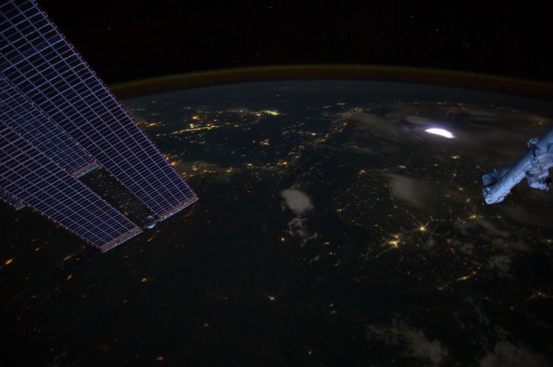A sprite glows red in this image captured by astronauts on the International Space Station on April 30, 2012. Credit: Image Science & Analysis Laboratory, NASA Johnson Space Center A sprite glows red in this image captured by astronauts on the International Space Station on April 30, 2012. Credit: Image Science & Analysis Laboratory, NASA Johnson Space Center