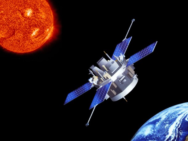 NASA's Advanced Composition Explorer (ACE) observes a wide array of particles that flow toward Earth from the sun to better understand the great space weather system that connects the sun to our planet. Credit: NASA/H. Zell NASA's Advanced Composition Explorer (ACE) observes a wide array of particles that flow toward Earth from the sun to better understand the great space weather system that connects the sun to our planet. Credit: NASA/H. Zell