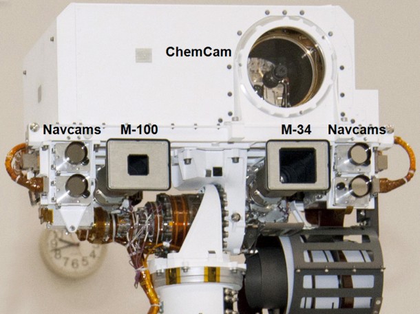 This view of the head of the remote sensing mast on the Mars Science Laboratory mission's rover, Curiosity, shows seven of the 17 cameras on the rover. Image Credit: NASA/JPL-Caltech/MSSS This view of the head of the remote sensing mast on the Mars Science Laboratory mission's rover, Curiosity, shows seven of the 17 cameras on the rover. Image Credit: NASA/JPL-Caltech/MSSS