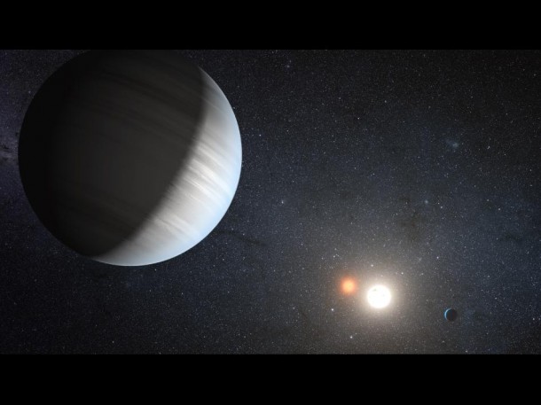 Sharing the Light of Two Suns: This artist's concept illustrates Kepler-47, the first transiting circumbinary system. Credit: NASA/JPL-Caltech/T. Pyle Sharing the Light of Two Suns: This artist's concept illustrates Kepler-47, the first transiting circumbinary system. Credit: NASA/JPL-Caltech/T. Pyle