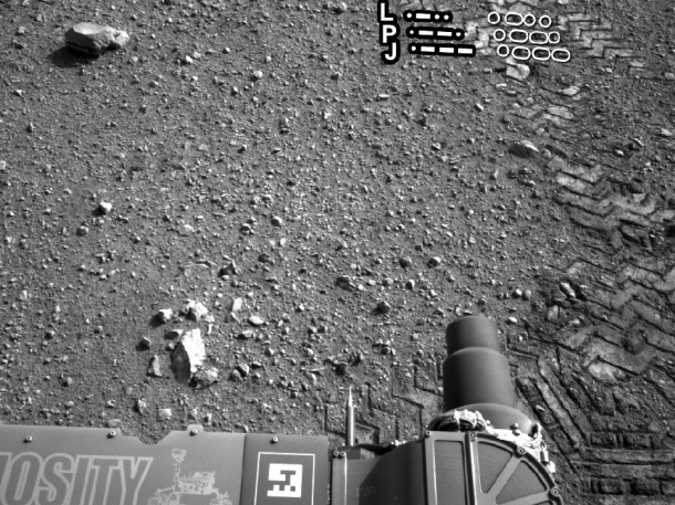 The straight lines in Curiosity's zigzag track marks are Morse code for JPL, which is short for NASA's Jet Propulsion Laboratory in Pasadena, Calif., where the rover was built and the mission is managed. The straight lines in Curiosity's zigzag track marks are Morse code for JPL, which is short for NASA's Jet Propulsion Laboratory in Pasadena, Calif., where the rover was built and the mission is managed.
