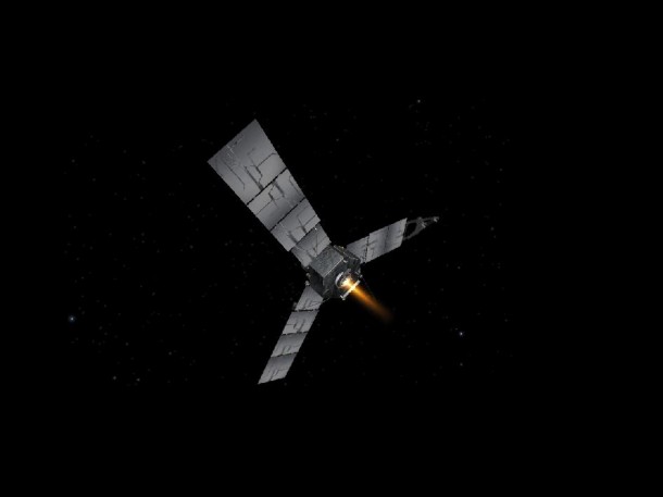 This artist's concept depicts NASA's Juno spacecraft during a burn of its main engine. Image credit: NASA/JPL-Caltech/Eyes This artist's concept depicts NASA's Juno spacecraft during a burn of its main engine. Image credit: NASA/JPL-Caltech/Eyes