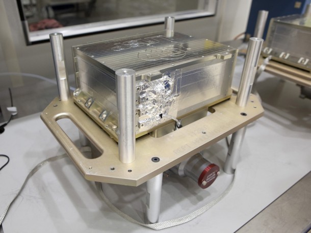 The Relativistic Electron Proton Telescope (REPT) instrument of the Energetic Particle, Composition, and Thermal Plasma Suite (ECT) for RBSP spacecraft B, shown prior to installation. Credit: JHU/APL The Relativistic Electron Proton Telescope (REPT) instrument of the Energetic Particle, Composition, and Thermal Plasma Suite (ECT) for RBSP spacecraft B, shown prior to installation. Credit: JHU/APL