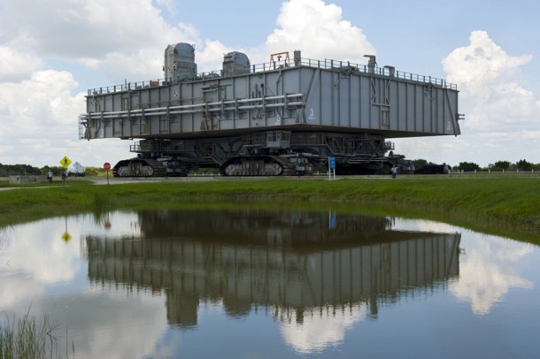 Mobile Launcher Platform-3 returns to the Vehicle Assembly Building after launch of shuttle Atlantis on the STS-135 mission. Photo credit: NASA/Kim Shiflett Mobile Launcher Platform-3 returns to the Vehicle Assembly Building after launch of shuttle Atlantis on the STS-135 mission. Photo credit: NASA/Kim Shiflett