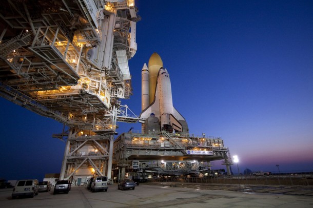 Morning breaks over Launch Pad 39A following the arrival of shuttle Atlantis and Mobile Launcher Platform-2 prior to the STS-132 mission. Photo credit: NASA/Jack Pfaller Morning breaks over Launch Pad 39A following the arrival of shuttle Atlantis and Mobile Launcher Platform-2 prior to the STS-132 mission. Photo credit: NASA/Jack Pfaller