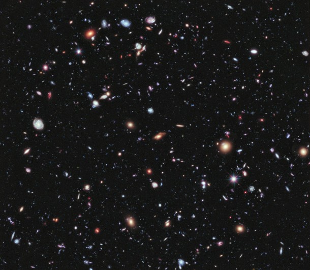 (Credit: NASA; ESA; G. Illingworth, D. Magee, and P. Oesch, University of California, Santa Cruz; R. Bouwens, Leiden University; and the HUDF09 Team) (Credit: NASA; ESA; G. Illingworth, D. Magee, and P. Oesch, University of California, Santa Cruz; R. Bouwens, Leiden University; and the HUDF09 Team)
