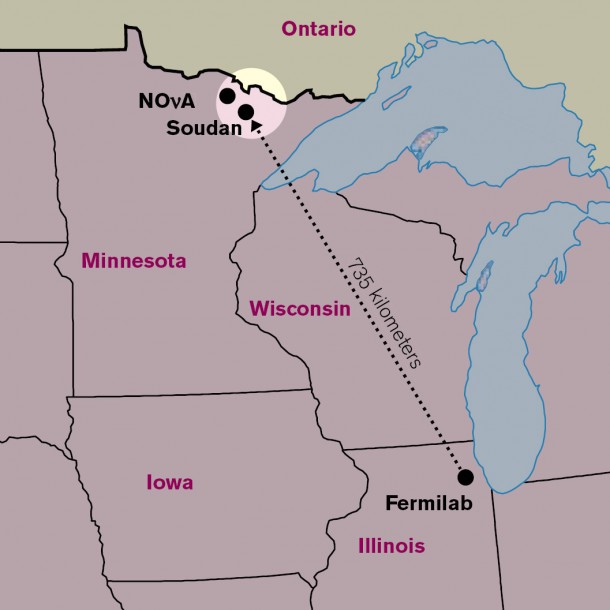 The NOvA detector, located in Ash River, Minn., will study a beam of neutrinos originating 500 miles away at Fermi National Accelerator Laboratory, located near Chicago. Image by Fermilab. The NOvA detector, located in Ash River, Minn., will study a beam of neutrinos originating 500 miles away at Fermi National Accelerator Laboratory, located near Chicago. Image by Fermilab.