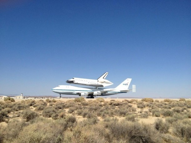 Space shuttle Endeavour has returned to California, its state of origin, 21 years after rolling out of the Palmdale assembly facility. Image credit: NASA Space shuttle Endeavour has returned to California, its state of origin, 21 years after rolling out of the Palmdale assembly facility. Image credit: NASA