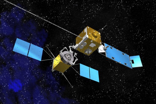 This artist's concept shows a servicing spacecraft, left, approaching satellite needing assistance. NASA is developing technology needed to bring a high-technology "gas pump, robotic mechanic and tow truck" to satellites in orbit. Image credit: NASA/Goddard Space Flight Center This artist's concept shows a servicing spacecraft, left, approaching satellite needing assistance. NASA is developing technology needed to bring a high-technology "gas pump, robotic mechanic and tow truck" to satellites in orbit. Image credit: NASA/Goddard Space Flight Center