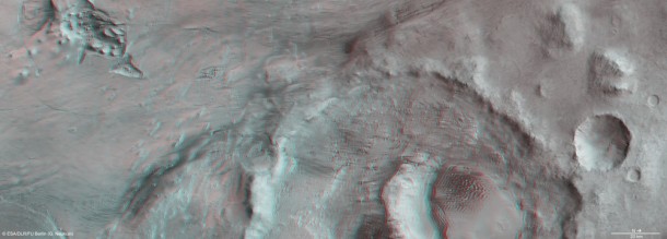 3D anaglyph view Hooke Crater 3D anaglyph view Hooke Crater
