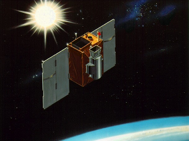 An artist's rendition of the Solar, Anomalous, and Magnetospheric Particle Explorer or SAMPEX. Credit: NASA An artist's rendition of the Solar, Anomalous, and Magnetospheric Particle Explorer or SAMPEX. Credit: NASA