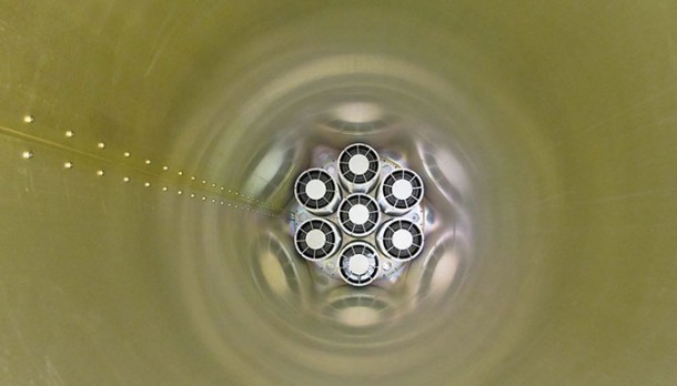Looking down the telescope tube on FOXSI the Focusing Optics X-ray Solar Imager reveals state-of-the-art optics that will help focus hard x-rays, which usually simply pass right through telescope mirrors. Credit: NASA/S. Christe Looking down the telescope tube on FOXSI the Focusing Optics X-ray Solar Imager reveals state-of-the-art optics that will help focus hard x-rays, which usually simply pass right through telescope mirrors. Credit: NASA/S. Christe