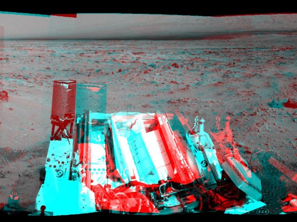 NASA's Mars rover Curiosity drove 6.2 feet (1.9 meters) during the 100th Martian day, or sol, of the mission (Nov. 16, 2012). The rover used its Navigation Camera after the drive to record the images combined into this stereo, panoramic view. Image credit: NASA/JPL-Caltech NASA's Mars rover Curiosity drove 6.2 feet (1.9 meters) during the 100th Martian day, or sol, of the mission (Nov. 16, 2012). The rover used its Navigation Camera after the drive to record the images combined into this stereo, panoramic view. Image credit: NASA/JPL-Caltech