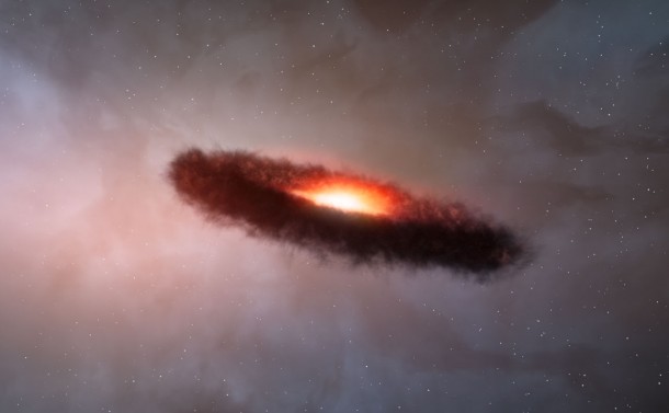 This artist’s impression shows the disc of gas and cosmic dust around a brown dwarf. Credit: ALMA (ESO/NAOJ/NRAO)/M. Kornmesser (ESO) This artist’s impression shows the disc of gas and cosmic dust around a brown dwarf. Credit: ALMA (ESO/NAOJ/NRAO)/M. Kornmesser (ESO)