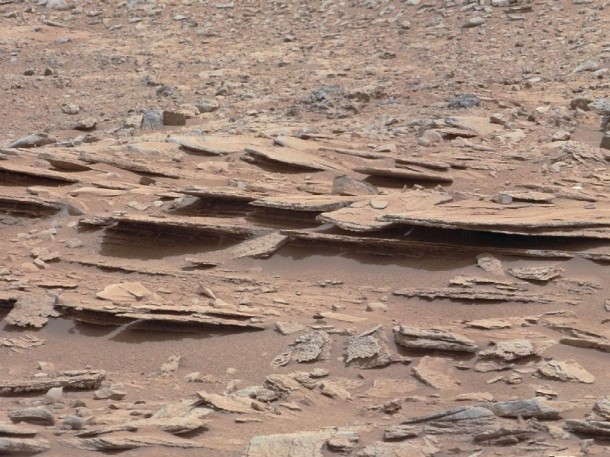 The NASA Mars rover Curiosity used its Mast Camera (Mastcam) during the mission's 120th Martian day, or sol (Dec. 7, 2012), to record this view of a rock outcrop informally named "Shaler." Image credit: NASA/JPL-Caltech/MSSS The NASA Mars rover Curiosity used its Mast Camera (Mastcam) during the mission's 120th Martian day, or sol (Dec. 7, 2012), to record this view of a rock outcrop informally named "Shaler." Image credit: NASA/JPL-Caltech/MSSS