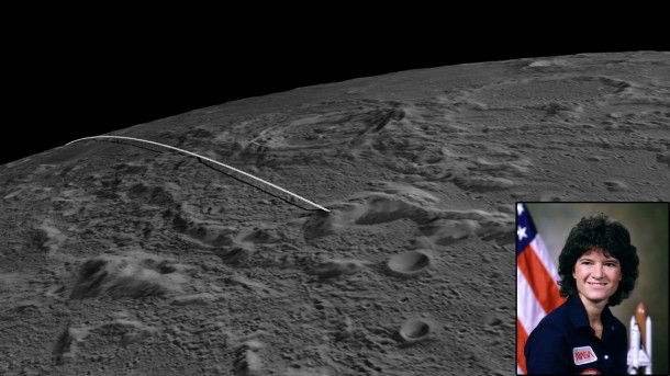 The final flight path for NASA's twin GRAIL mission spacecraft to impact the moon on Dec. 17. GRAIL's MoonKAM is the signature education and public outreach program led by Sally Ride Science-founded by Dr. Sally Ride, America's first woman in space. The final flight path for NASA's twin GRAIL mission spacecraft to impact the moon on Dec. 17. GRAIL's MoonKAM is the signature education and public outreach program led by Sally Ride Science-founded by Dr. Sally Ride, America's first woman in space.