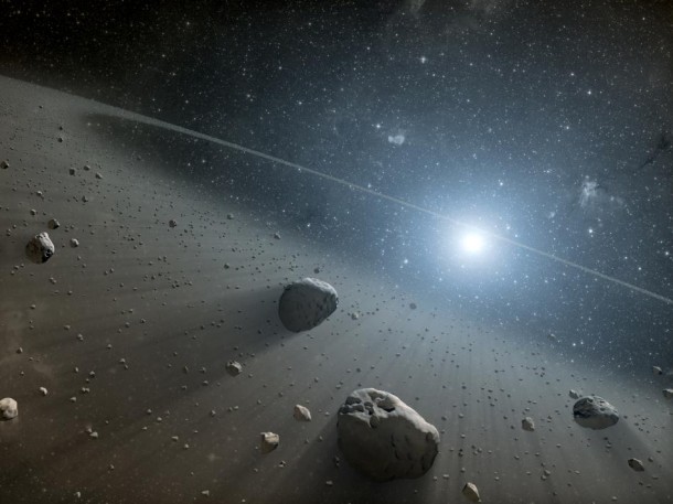 This artist's concept illustrates an asteroid belt around the bright star Vega. Image credit: NASA/JPL-Caltech This artist's concept illustrates an asteroid belt around the bright star Vega. Image credit: NASA/JPL-Caltech