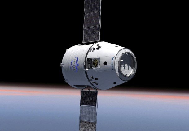 The Dragon capsule illustrated in this artist's concept, is under development by Space Exploration Technologies (SpaceX) of Hawthorne, Calif. Image credit: Space Exploration Technologies The Dragon capsule illustrated in this artist's concept, is under development by Space Exploration Technologies (SpaceX) of Hawthorne, Calif. Image credit: Space Exploration Technologies