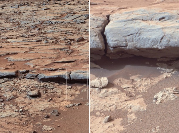 The right Mast Camera (Mastcam) of NASA's Curiosity Mars rover provided this view of the lower stratigraphy at "Yellowknife Bay" inside Gale Crater on Mars. Image credit: NASA/JPL-Caltech/MSSS The right Mast Camera (Mastcam) of NASA's Curiosity Mars rover provided this view of the lower stratigraphy at "Yellowknife Bay" inside Gale Crater on Mars. Image credit: NASA/JPL-Caltech/MSSS