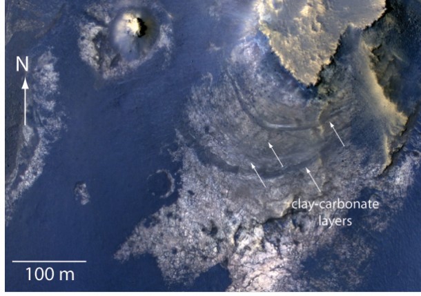 This view of layered rocks on the floor of McLaughlin Crater shows sedimentary rocks that contain spectroscopic evidence for minerals formed through interaction with water. The High Resolution Imaging Science Experiment (HiRISE) camera on NASA's Mars Reconnaissance Orbiter recorded the image. Image Credit: NASA/JPL-Caltech/Univ. of Arizona This view of layered rocks on the floor of McLaughlin Crater shows sedimentary rocks that contain spectroscopic evidence for minerals formed through interaction with water. The High Resolution Imaging Science Experiment (HiRISE) camera on NASA's Mars Reconnaissance Orbiter recorded the image. Image Credit: NASA/JPL-Caltech/Univ. of Arizona