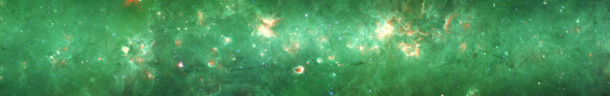 This infrared photo of the galactic plane, taken with the Spitzer Space Telescope, centers on the Nessie structure. It spans about 2,000 by 200 light-years at the cloud's distance of 11,000 light-years (3.5 kiloparsecs). Credit: NASA/JPL/SSC This infrared photo of the galactic plane, taken with the Spitzer Space Telescope, centers on the Nessie structure. It spans about 2,000 by 200 light-years at the cloud's distance of 11,000 light-years (3.5 kiloparsecs). Credit: NASA/JPL/SSC