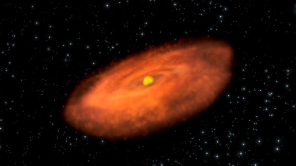 Weighing the planet-forming disc around a nearby star. Copyright ESA–C. Carreau Weighing the planet-forming disc around a nearby star. Copyright ESA–C. Carreau