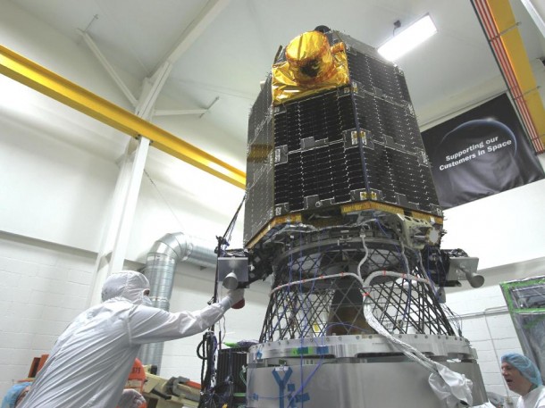 NASA's Lunar Atmosphere and Dust Environment Explorer (LADEE) Observatory is mounted on the vibration table prior to the start of testing, and technicians are placing accelerometer sensors at various locations to measure the response of the spacecraft to the vibration levels. Image credit: NASA/Ames NASA's Lunar Atmosphere and Dust Environment Explorer (LADEE) Observatory is mounted on the vibration table prior to the start of testing, and technicians are placing accelerometer sensors at various locations to measure the response of the spacecraft to the vibration levels. Image credit: NASA/Ames