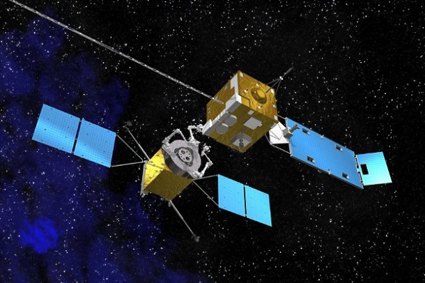This artist's concept shows a servicing spacecraft, left, approaching a client satellite. NASA is developing technology needed to bring a high-technology "gas pump, robotic mechanic and tow truck" to satellites in orbit. (NASA) This artist's concept shows a servicing spacecraft, left, approaching a client satellite. NASA is developing technology needed to bring a high-technology "gas pump, robotic mechanic and tow truck" to satellites in orbit. (NASA)