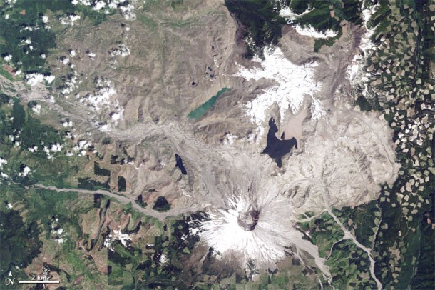 Image of Mount Saint Helens: The 1980 Mount St. Helens eruption was one of the most significant natural disasters in the U.S. in the past half-century. Landsat captured the extent of, and recovery from, the destruction. Credit: NASA/USGS Image of Mount Saint Helens: The 1980 Mount St. Helens eruption was one of the most significant natural disasters in the U.S. in the past half-century. Landsat captured the extent of, and recovery from, the destruction. Credit: NASA/USGS