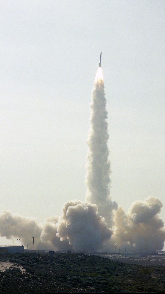 Landsat 5 taking off from Vandenberg Air Force Base, Lompoc Calif. on March 1, 1984. Photo credit: NASA/Raytheon Landsat 5 taking off from Vandenberg Air Force Base, Lompoc Calif. on March 1, 1984. Photo credit: NASA/Raytheon