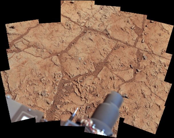 NASA's Mars rover Curiosity used its Mast Camera (Mastcam) to take the images combined into this mosaic of the drill area, called 'John Klein.' Image credit: NASA/JPL-Caltech/MSSS NASA's Mars rover Curiosity used its Mast Camera (Mastcam) to take the images combined into this mosaic of the drill area, called 'John Klein.' Image credit: NASA/JPL-Caltech/MSSS